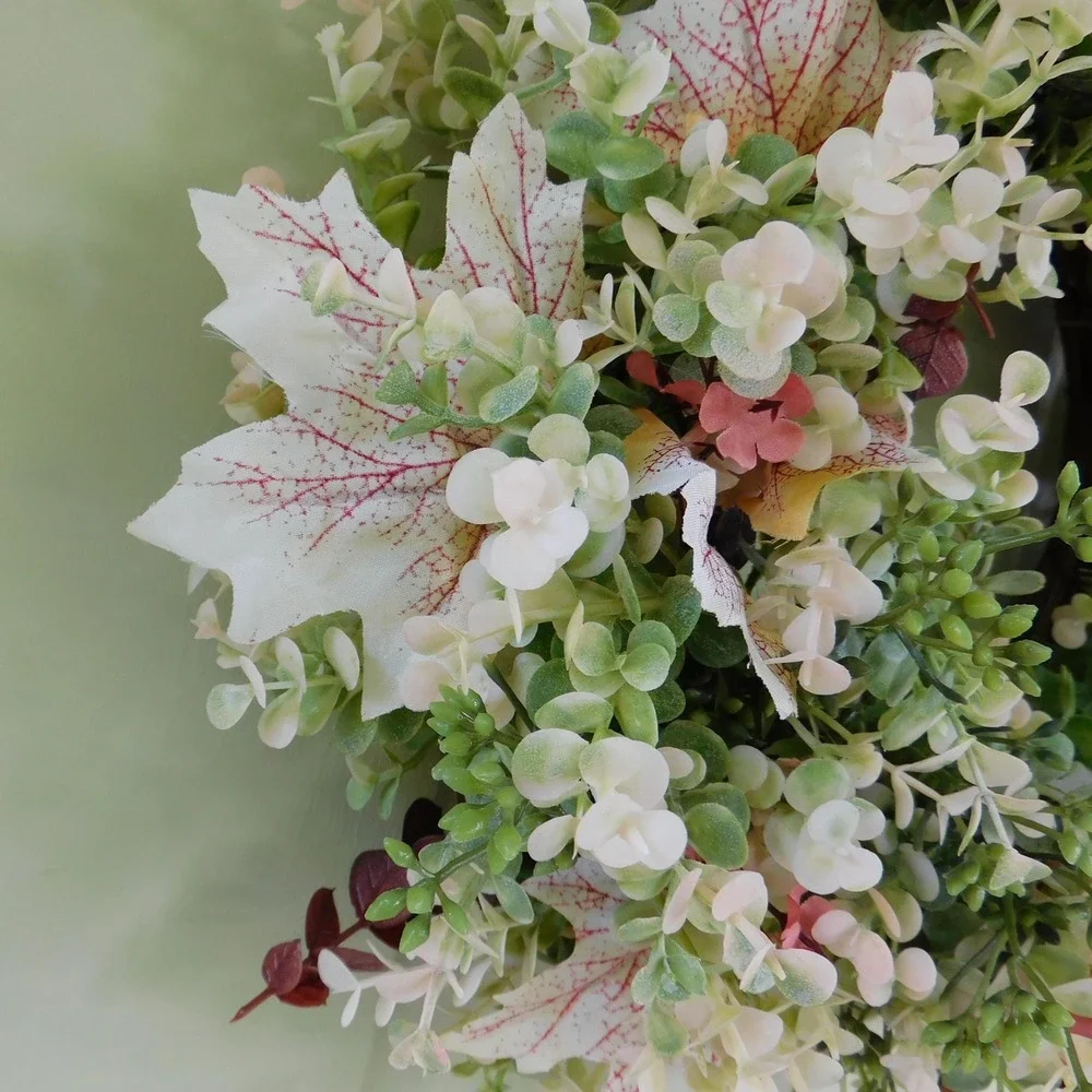 Small‎ Fall Wreath with Neutral Colors, Autumn Pink hues, Burgundy